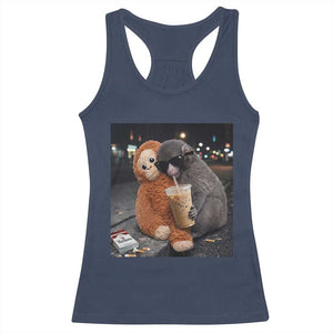 Punch Mokey Meme Racerback Tank Top Funny Drinking Iced Coffee Sunglasses Street TS14 Navy Print Your Wear