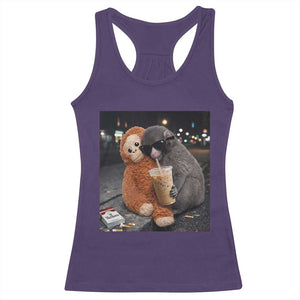Punch Mokey Meme Racerback Tank Top Funny Drinking Iced Coffee Sunglasses Street TS14 Purple Print Your Wear