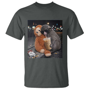 Punch Mokey Meme T Shirt Funny Drinking Iced Coffee Sunglasses Street TS14 Dark Heather Print Your Wear