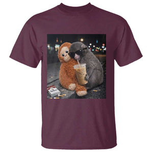 Punch Mokey Meme T Shirt Funny Drinking Iced Coffee Sunglasses Street TS14 Maroon Print Your Wear