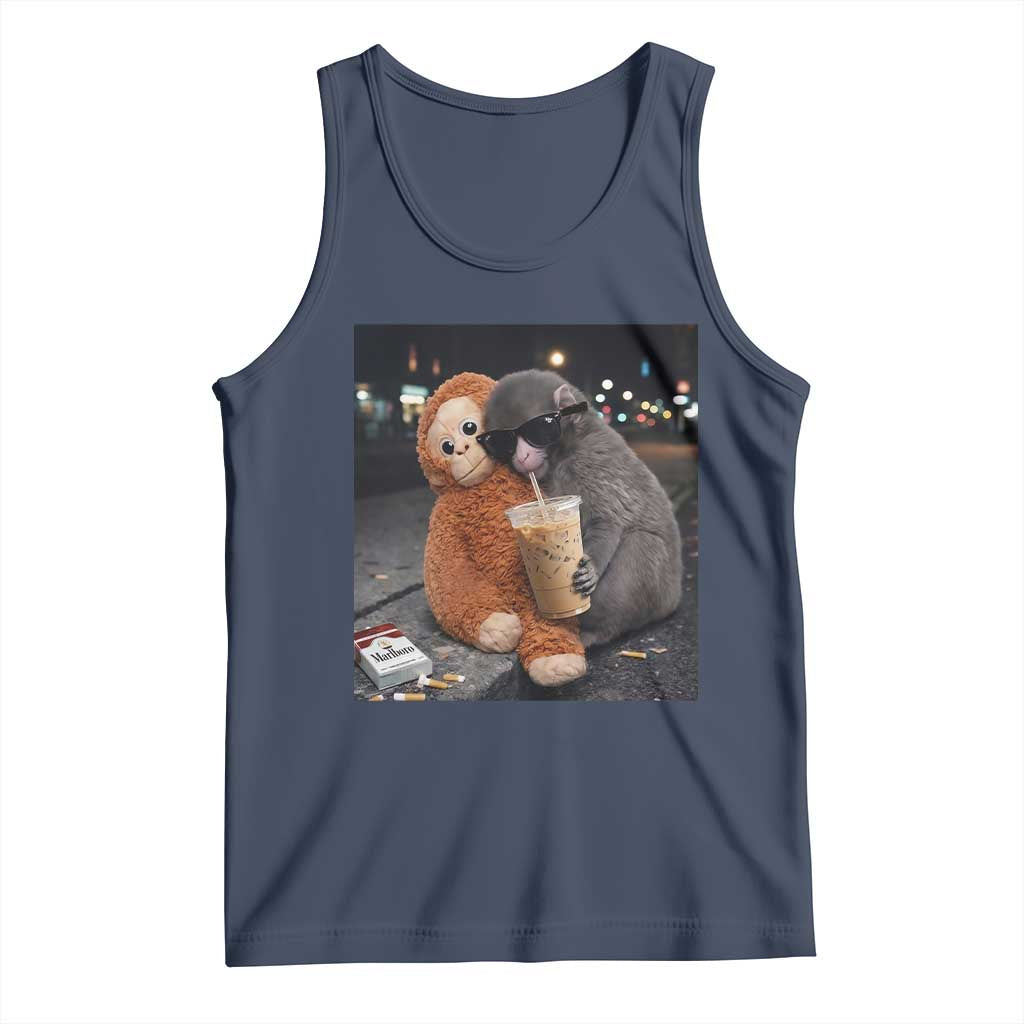 Punch Mokey Meme Tank Top Funny Drinking Iced Coffee Sunglasses Street TS14 Navy Print Your Wear