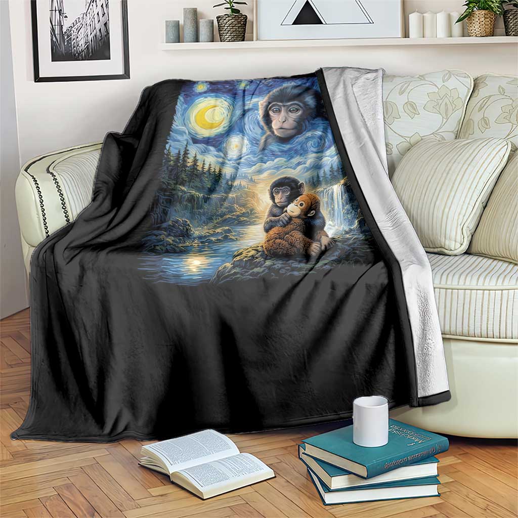 Punch Mokey Throw Blanket Viral Baby Monkey Starry Night Van Gogh TS14 Print Your Wear