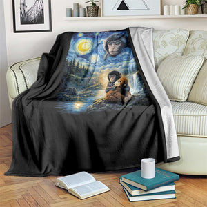 Punch Mokey Throw Blanket Viral Baby Monkey Starry Night Van Gogh TS14 Print Your Wear