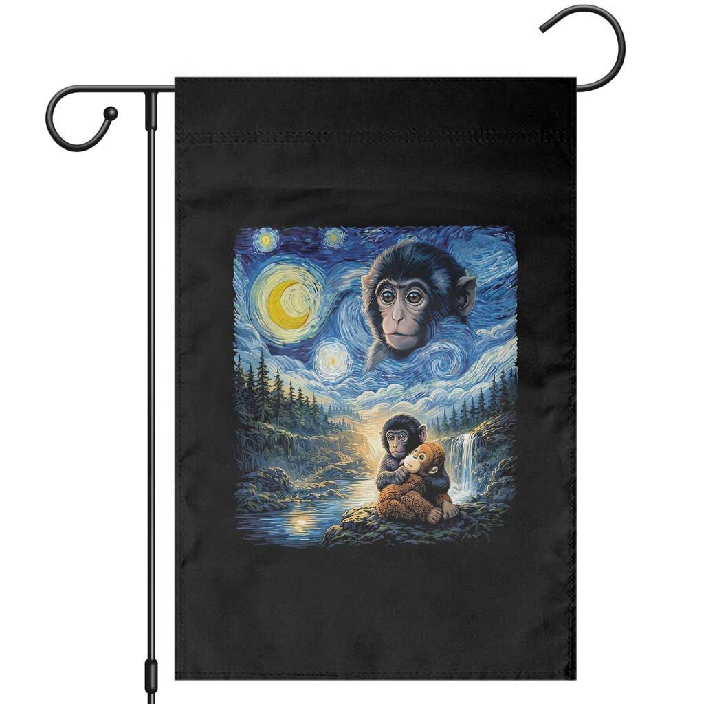 Punch Mokey Garden Flag Viral Baby Monkey Starry Night Van Gogh TS14 Black Print Your Wear