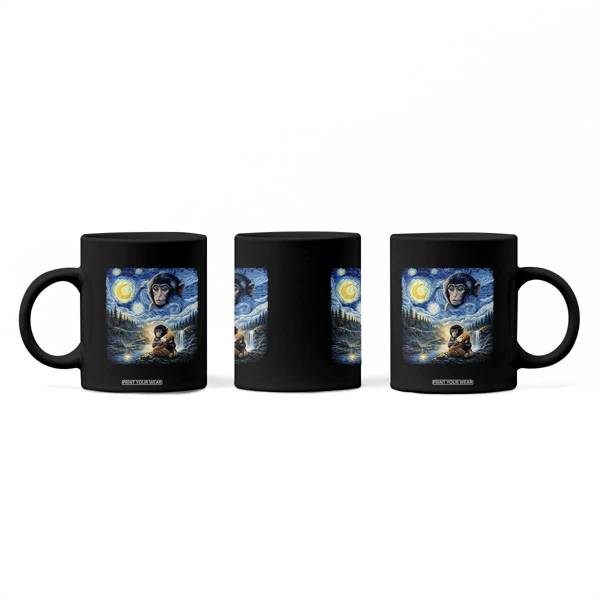 Punch Mokey Coffee Mug Viral Baby Monkey Starry Night Van Gogh TS14 Print Your Wear