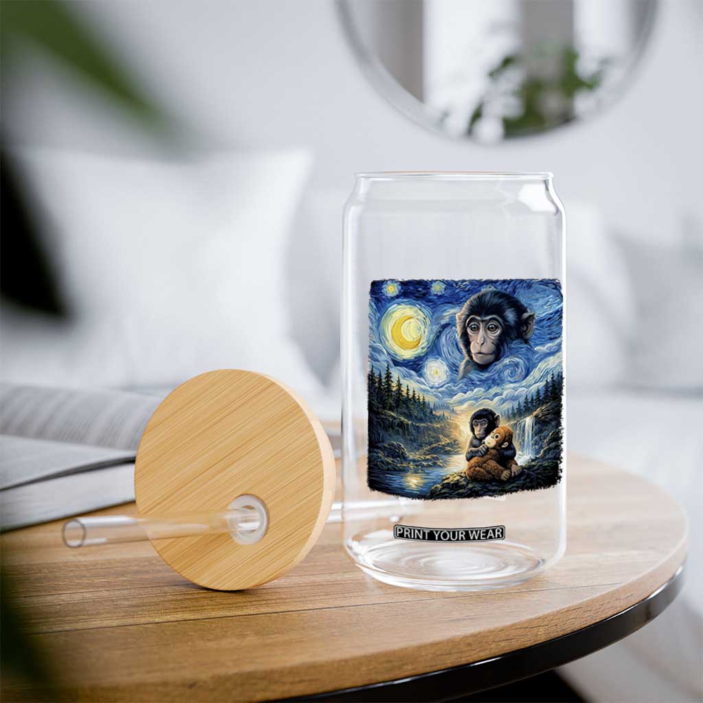 Punch Mokey Glass Can Viral Baby Monkey Starry Night Van Gogh TS14 Print Your Wear