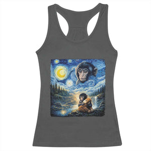 Punch Mokey Racerback Tank Top Viral Baby Monkey Starry Night Van Gogh TS14 Dark Heather Print Your Wear