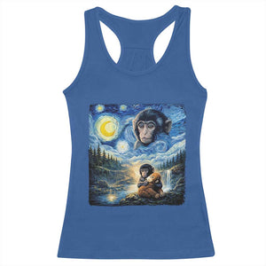 Punch Mokey Racerback Tank Top Viral Baby Monkey Starry Night Van Gogh TS14 Royal Blue Print Your Wear