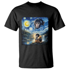 Punch Mokey T Shirt Viral Baby Monkey Starry Night Van Gogh TS14 Black Print Your Wear