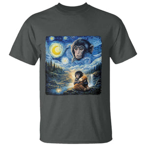 Punch Mokey T Shirt Viral Baby Monkey Starry Night Van Gogh TS14 Dark Heather Print Your Wear