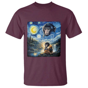 Punch Mokey T Shirt Viral Baby Monkey Starry Night Van Gogh TS14 Maroon Print Your Wear