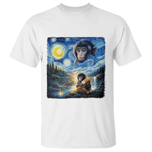 Punch Mokey T Shirt Viral Baby Monkey Starry Night Van Gogh TS14 White Print Your Wear