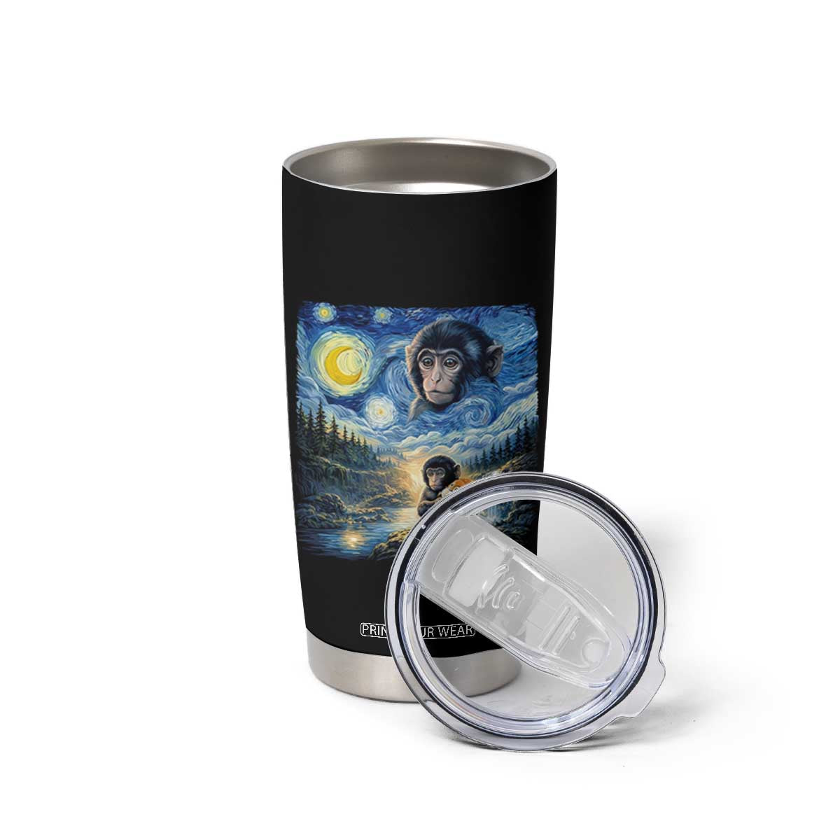 Punch Mokey Tumbler Cup Viral Baby Monkey Starry Night Van Gogh TS14 Print Your Wear