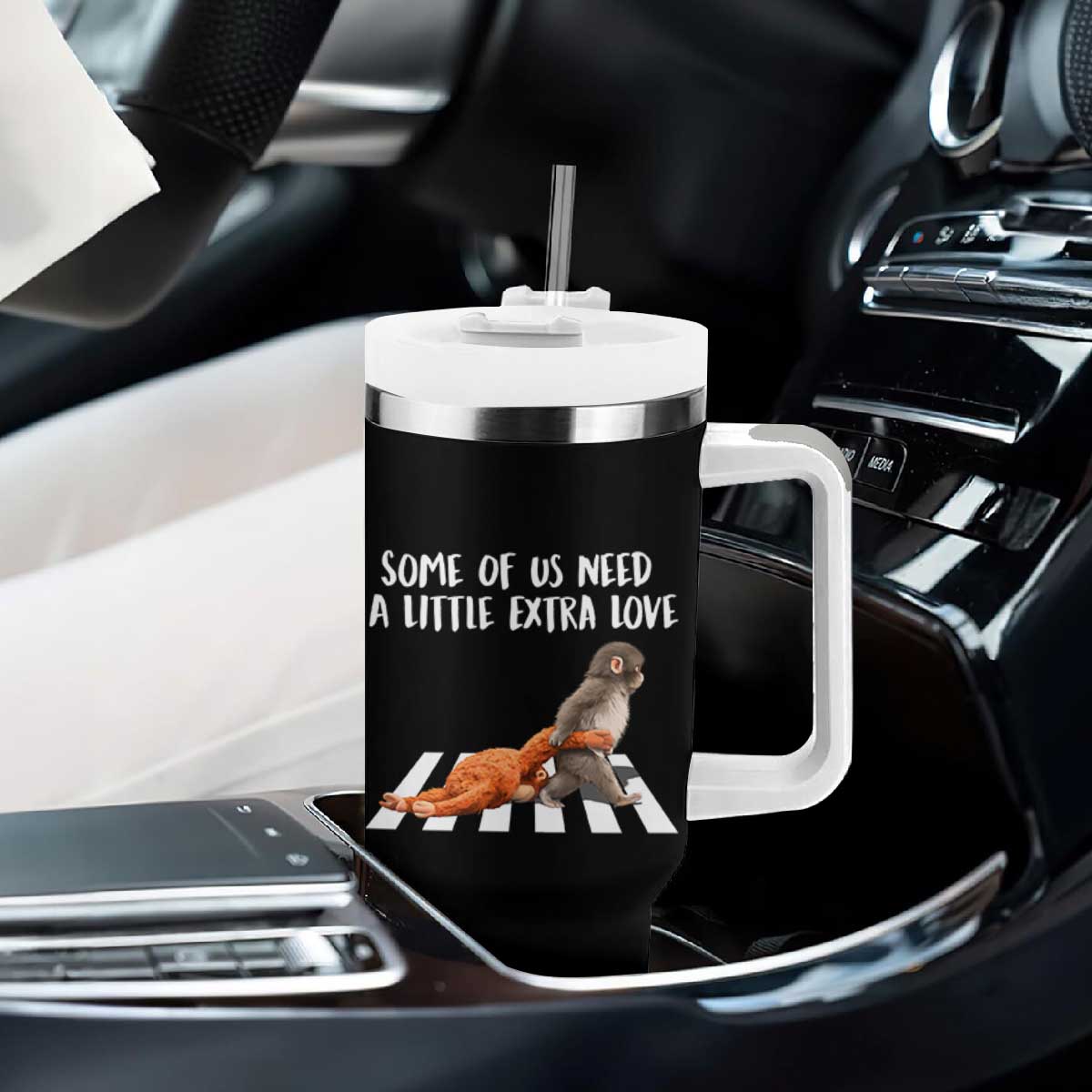 Punch Mokey Meme Tumbler With Handle Some Of Us Need a Little Extra Love TS14 Print Your Wear
