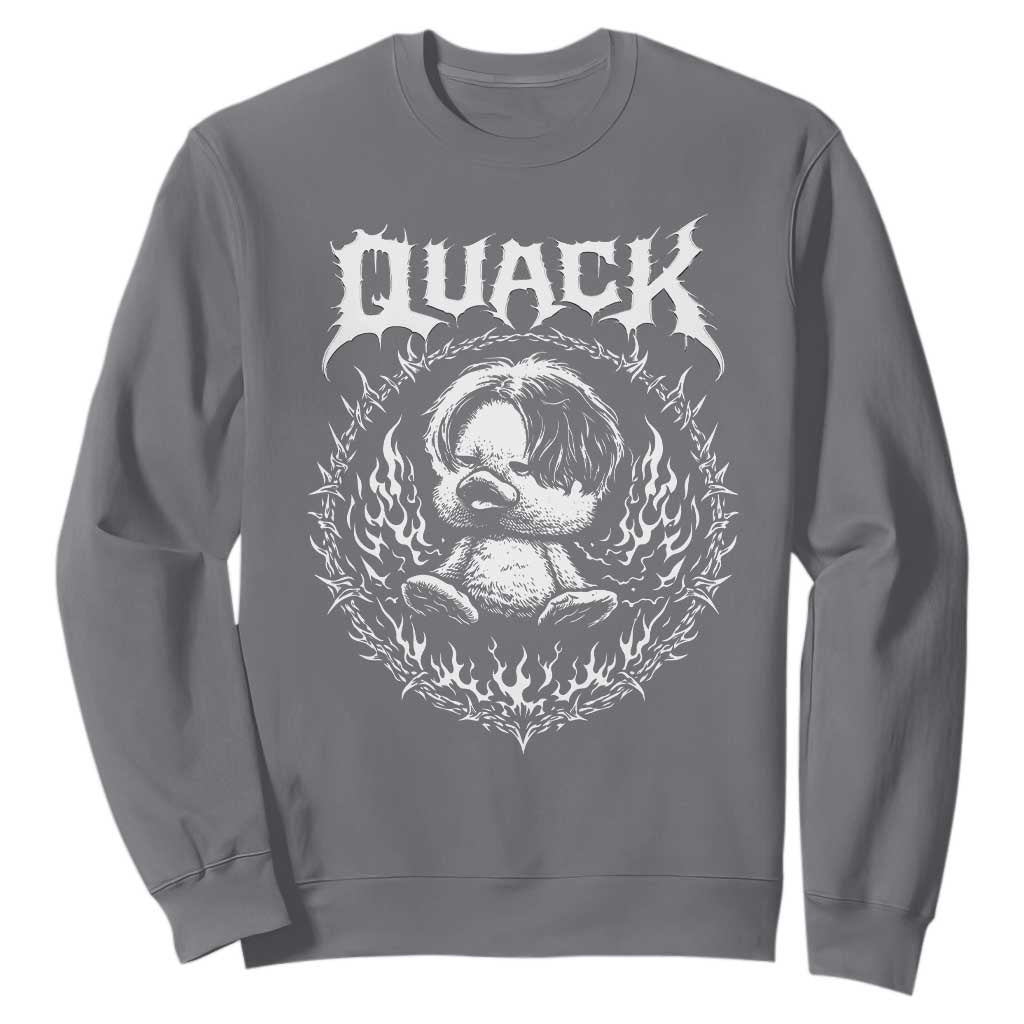 Funny Duck Metal Concert Sweatshirt Rock Music Quack Meme TS14 Charcoal Print Your Wear