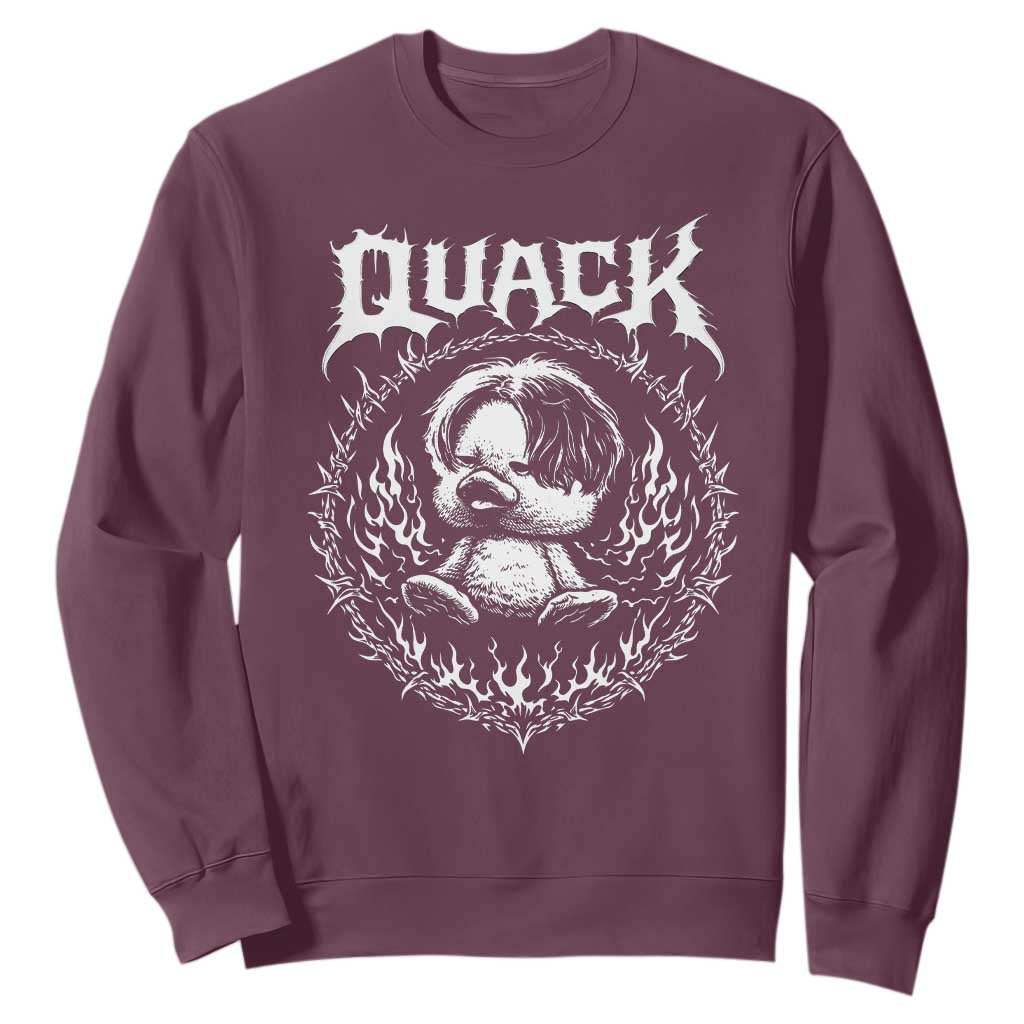 Funny Duck Metal Concert Sweatshirt Rock Music Quack Meme TS14 Maroon Print Your Wear