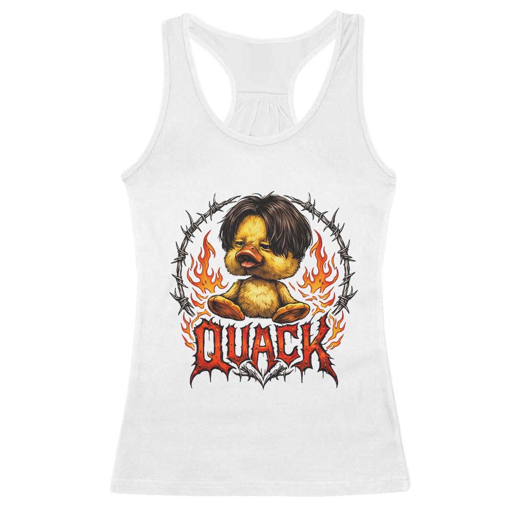 Funny Duck Metal Concert Racerback Tank Top Rock Band Quack Meme TS14 White Print Your Wear