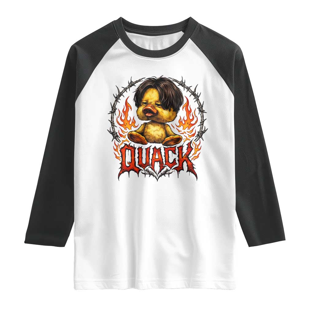 Funny Duck Metal Concert Raglan Shirt Rock Band Quack Meme TS14 White Black Print Your Wear