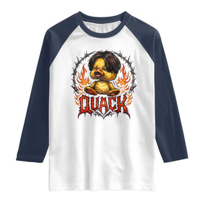 Funny Duck Metal Concert Raglan Shirt Rock Band Quack Meme TS14 White Navy Print Your Wear