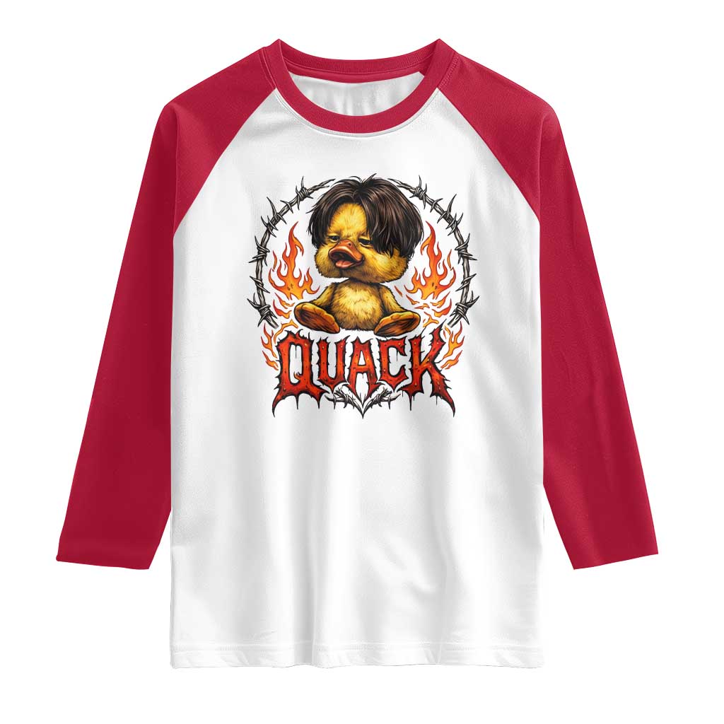 Funny Duck Metal Concert Raglan Shirt Rock Band Quack Meme TS14 White Red Print Your Wear