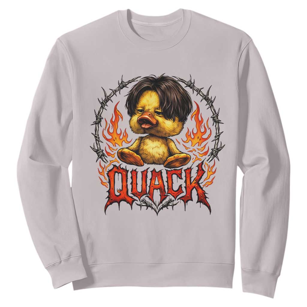 Funny Duck Metal Concert Sweatshirt Rock Band Quack Meme TS14 Ice Gray Print Your Wear