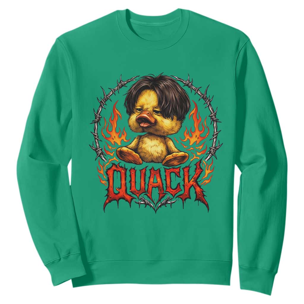 Funny Duck Metal Concert Sweatshirt Rock Band Quack Meme TS14 Irish Green Print Your Wear