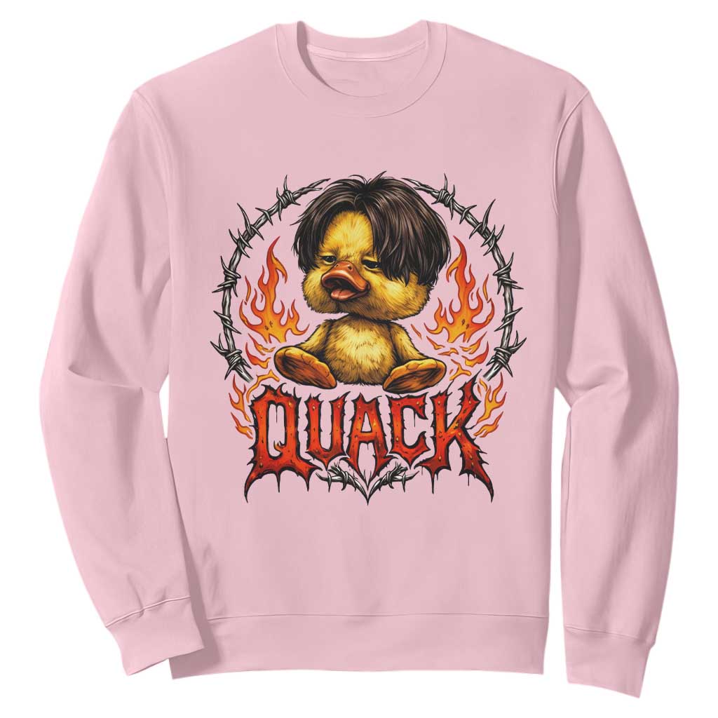 Funny Duck Metal Concert Sweatshirt Rock Band Quack Meme TS14 Light Pink Print Your Wear