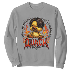 Funny Duck Metal Concert Sweatshirt Rock Band Quack Meme TS14 Sport Gray Print Your Wear
