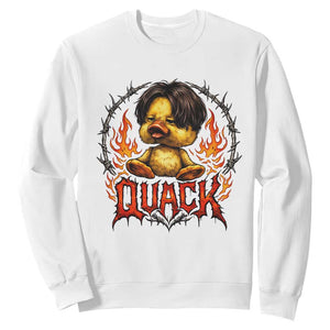 Funny Duck Metal Concert Sweatshirt Rock Band Quack Meme TS14 White Print Your Wear