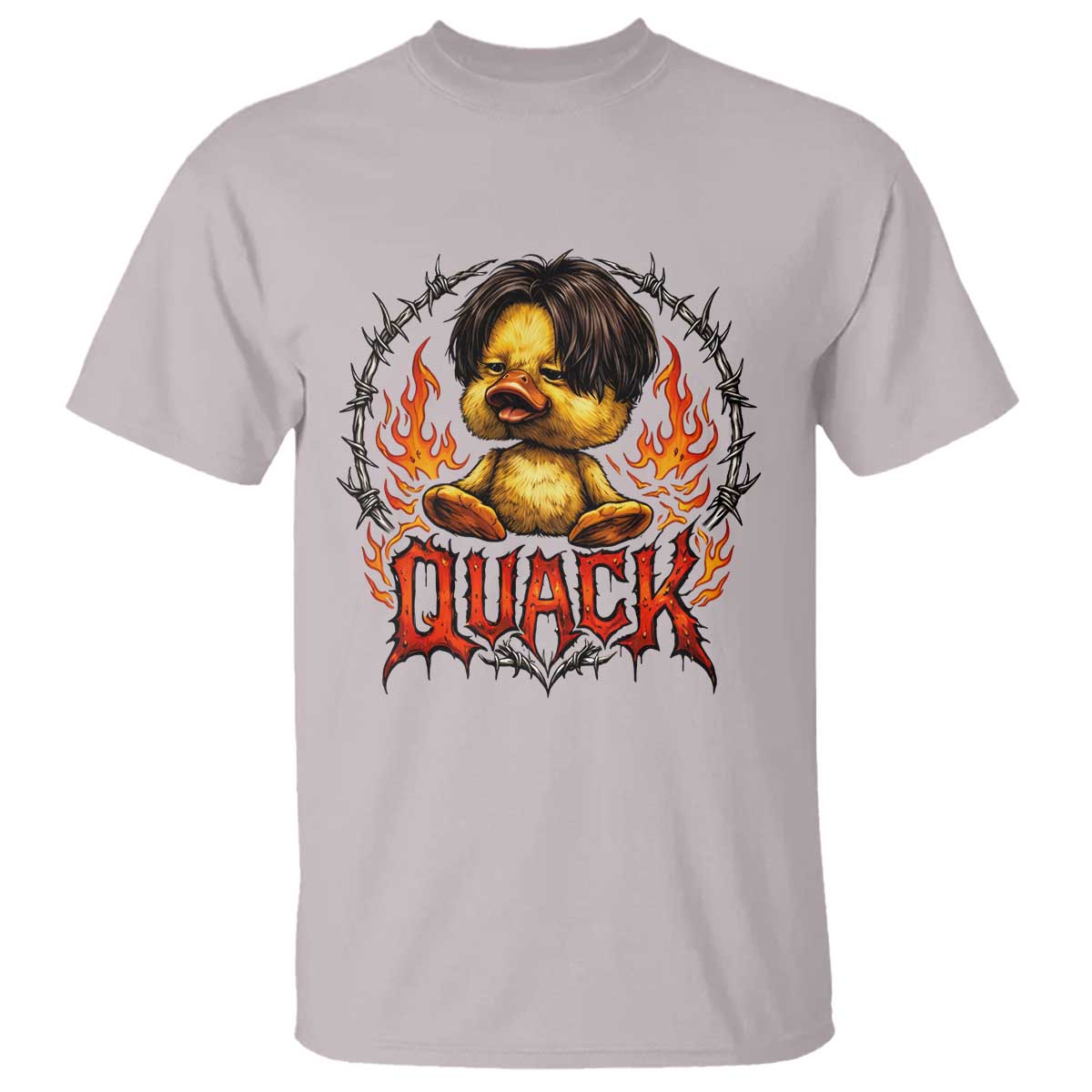 Funny Duck Metal Concert T Shirt Rock Band Quack Meme TS14 Ice Gray Print Your Wear