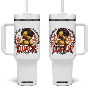 Funny Duck Metal Concert Tumbler With Handle Rock Band Quack Meme TS14 One Size: 40 oz White Print Your Wear