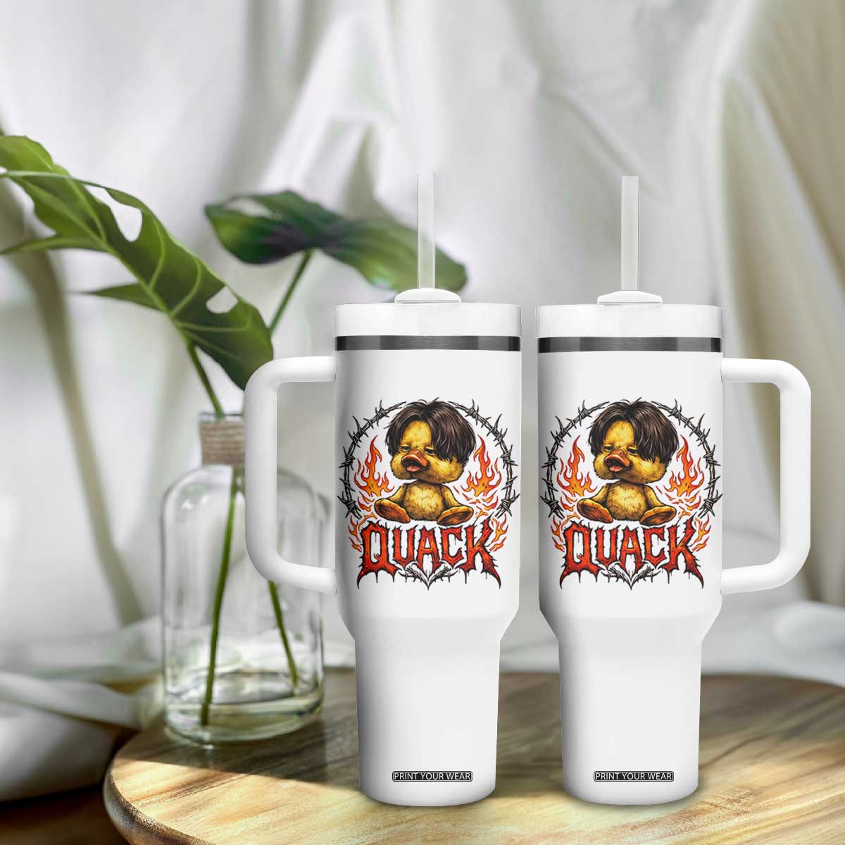 Funny Duck Metal Concert Tumbler With Handle Rock Band Quack Meme TS14 Print Your Wear