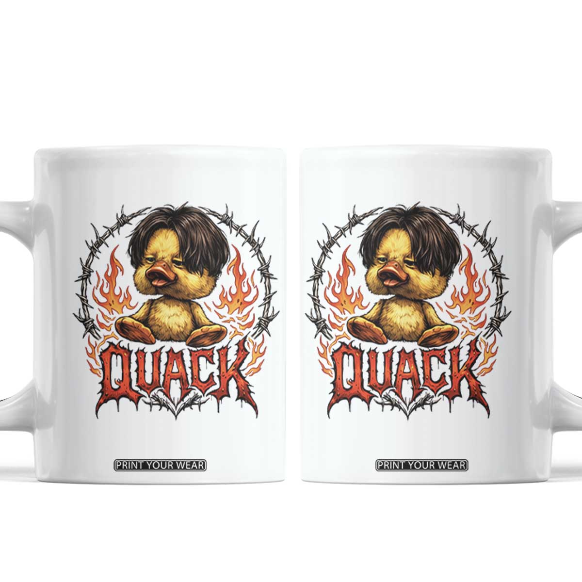Funny Duck Metal Concert Coffee Mug Rock Band Quack Meme TS14 White Print Your Wear