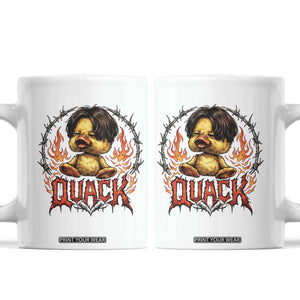 Funny Duck Metal Concert Coffee Mug Rock Band Quack Meme TS14 White Print Your Wear