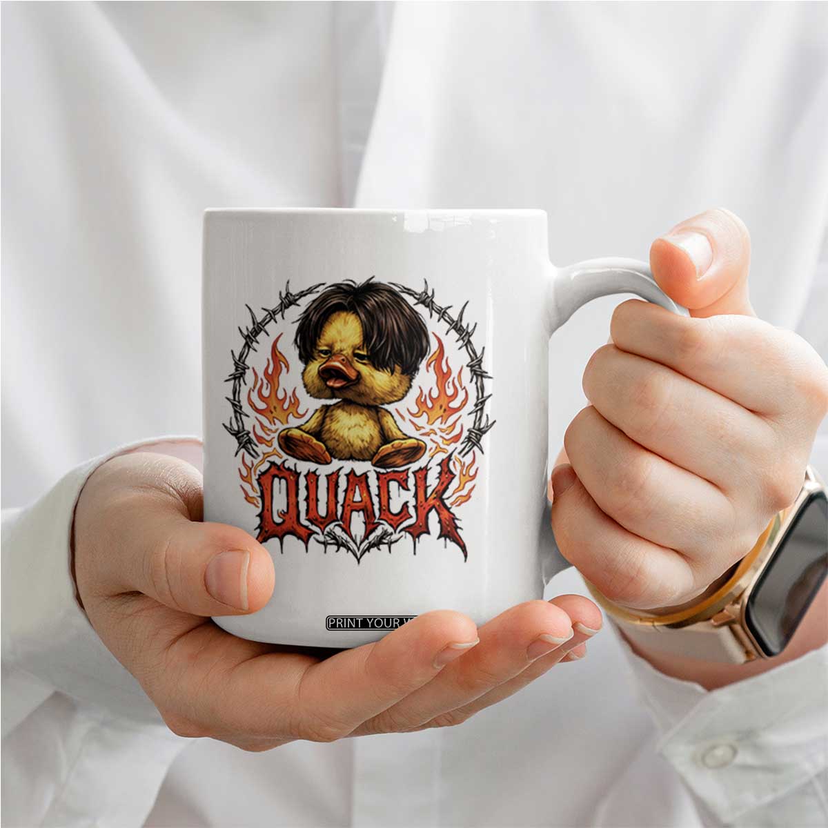 Funny Duck Metal Concert Coffee Mug Rock Band Quack Meme TS14 Print Your Wear