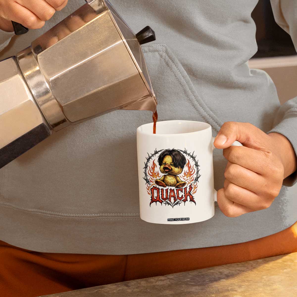 Funny Duck Metal Concert Coffee Mug Rock Band Quack Meme TS14 Print Your Wear