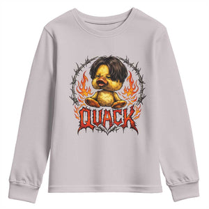 Funny Duck Metal Concert Youth Sweatshirt Rock Band Quack Meme TS14 Ice Gray Print Your Wear
