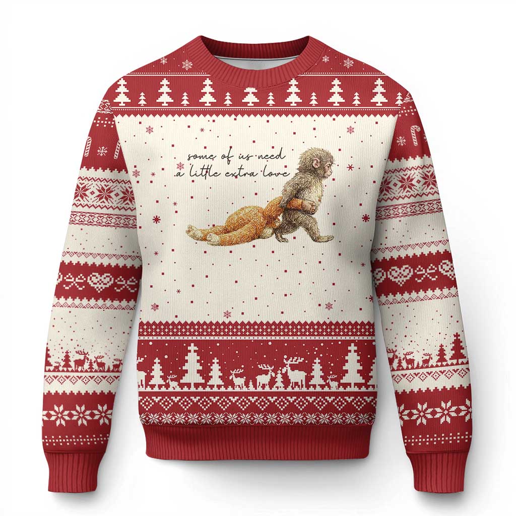 Punch Mokey Ugly Christmas Sweater Viral Trend Baby Monkey Meme TS14 Beige Red Print Your Wear