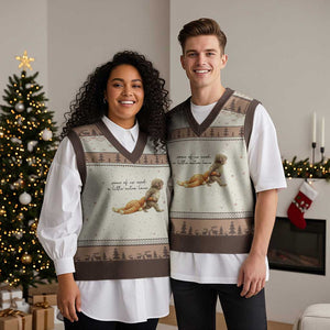 Punch Mokey V-Neck Knit Sweater Vest Viral Trend Baby Monkey Meme TS14 Mocha Mousse Print Your Wear