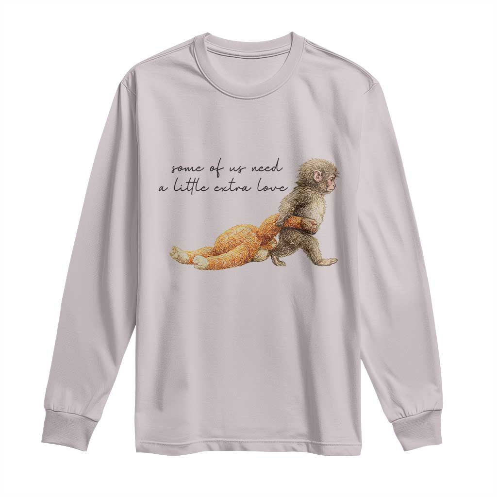 Punch Mokey Long Sleeve Shirt Viral Trend Baby Monkey Meme TS14 Ice Gray Print Your Wear