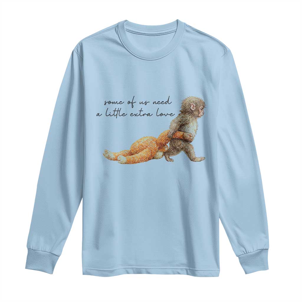 Punch Mokey Long Sleeve Shirt Viral Trend Baby Monkey Meme TS14 Light Blue Print Your Wear