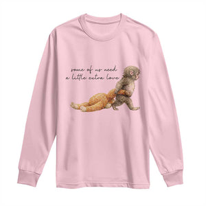 Punch Mokey Long Sleeve Shirt Viral Trend Baby Monkey Meme TS14 Light Pink Print Your Wear