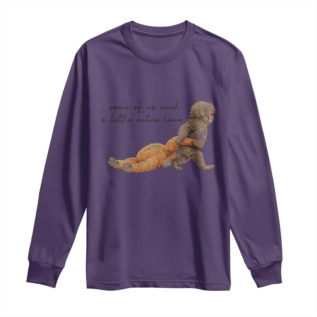 Punch Mokey Long Sleeve Shirt Viral Trend Baby Monkey Meme TS14 Purple Print Your Wear