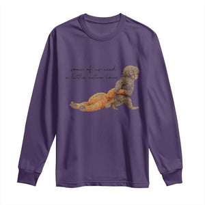 Punch Mokey Long Sleeve Shirt Viral Trend Baby Monkey Meme TS14 Purple Print Your Wear