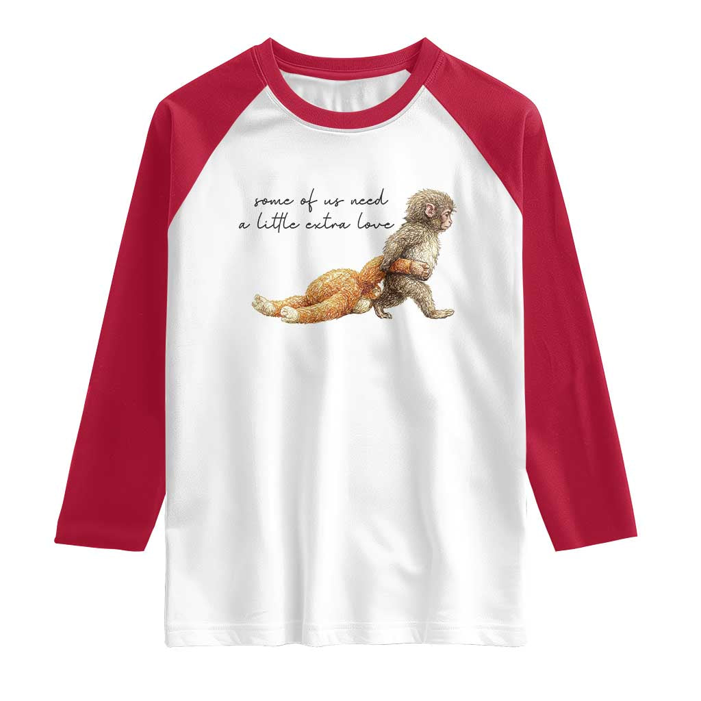 Punch Mokey Raglan Shirt Viral Trend Baby Monkey Meme TS14 White Red Print Your Wear