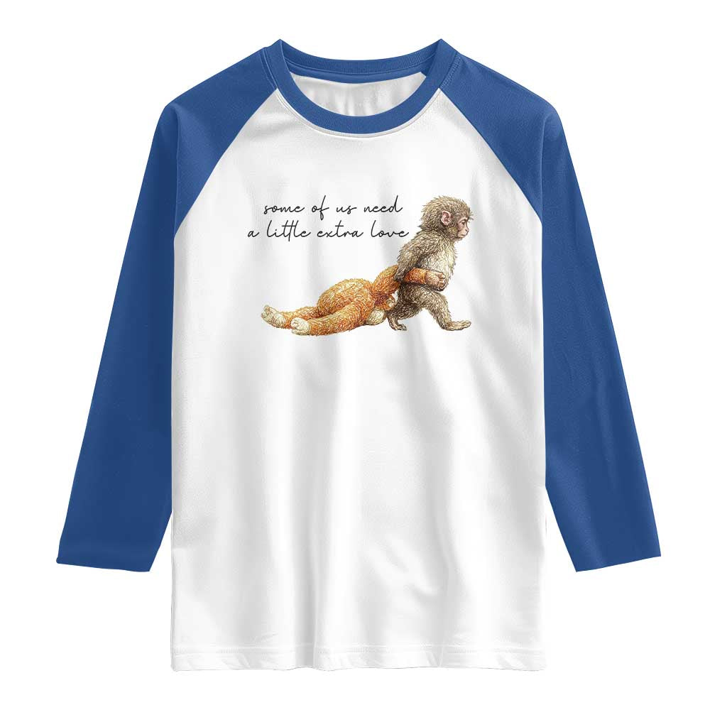 Punch Mokey Raglan Shirt Viral Trend Baby Monkey Meme TS14 White Royal Print Your Wear