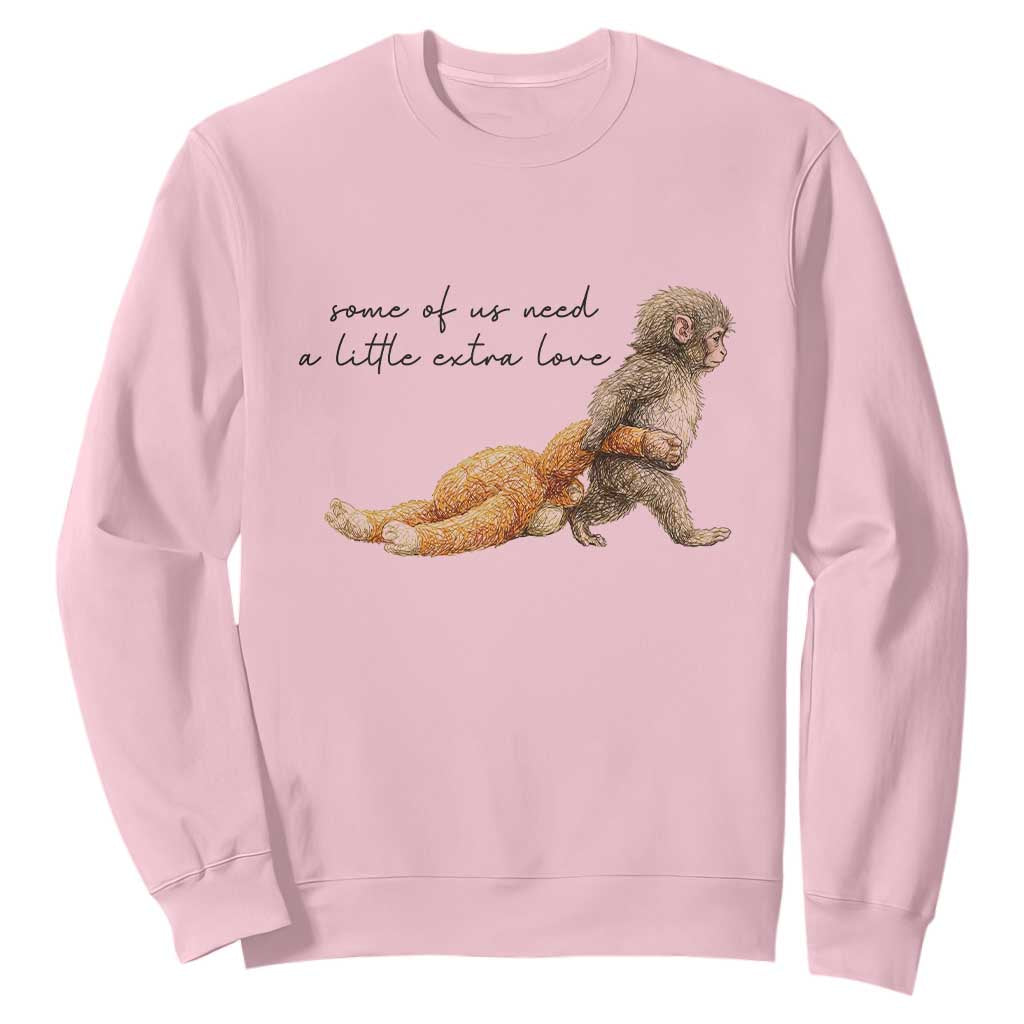 Punch Mokey Sweatshirt Viral Trend Baby Monkey Meme TS14 Light Pink Print Your Wear