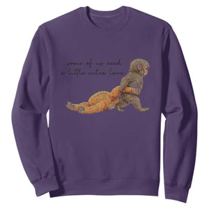 Punch Mokey Sweatshirt Viral Trend Baby Monkey Meme TS14 Purple Print Your Wear