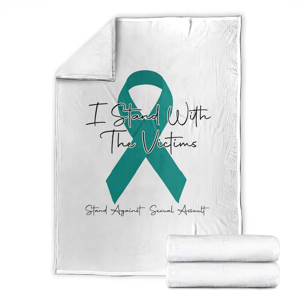 Sexual Assault Awareness Throw Blanket I Stand With The Victims TS14 White Print Your Wear