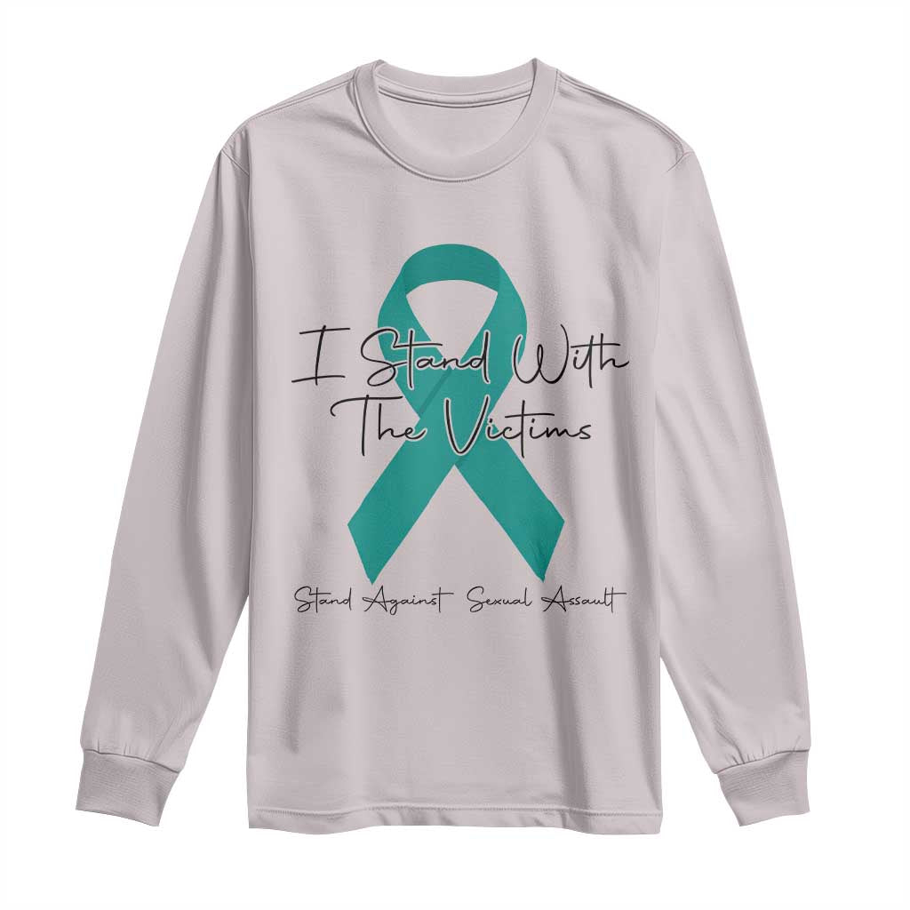 Sexual Assault Awareness Long Sleeve Shirt I Stand With The Victims TS14 Ice Gray Print Your Wear